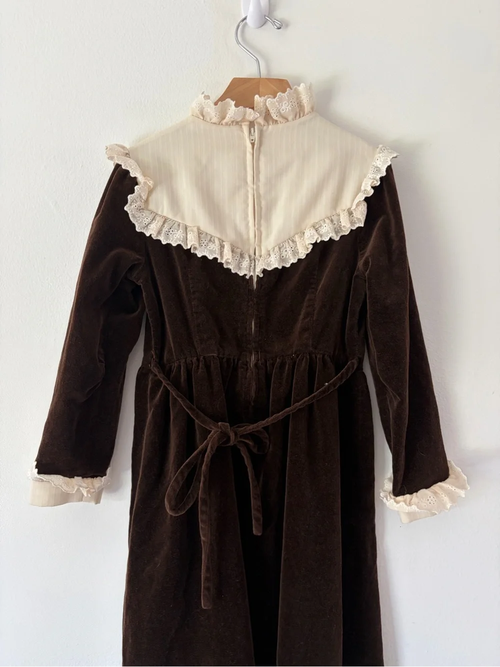 Fischel By Johnston Young Edwardian Vintage Brown Velvet Prairie Portrait Dress